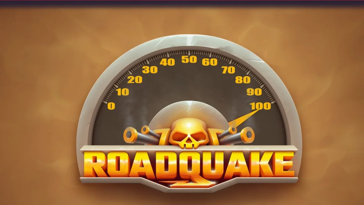 Tampilan visual aksi ledakan dan kendaraan di slot Roadquake