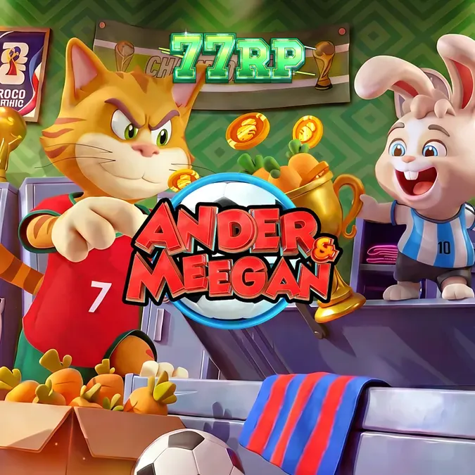 Tampilan visual slot Ander & Meegan dengan elemen rivalitas sepak bola